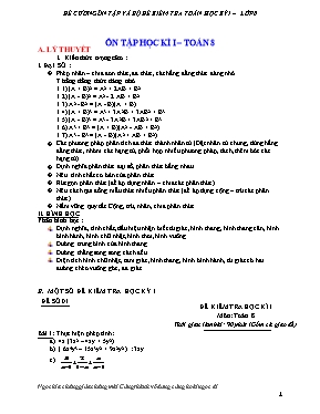 Bộ đề ôn thi học kỳ I môn Toán Lớp 8
